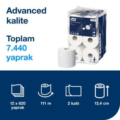 Tork SmartOne Mini Tuvalet Kağıdı Advanced 112m*12 resmi